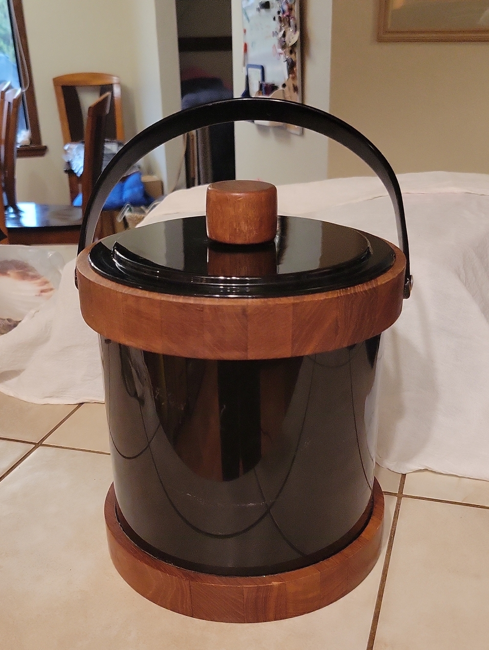 MCM Ernest Sohn Teak & Plastic Ice Bucket With Lid